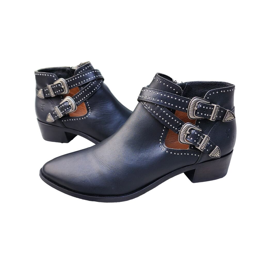 Frye Ray Western Shootie Double Buckle Ankle Boots 10 - Picture 11 of 12